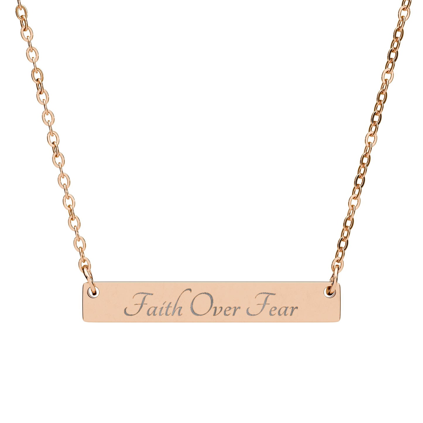 Engravable Horizontal Bar Necklace – Faith Over Fear