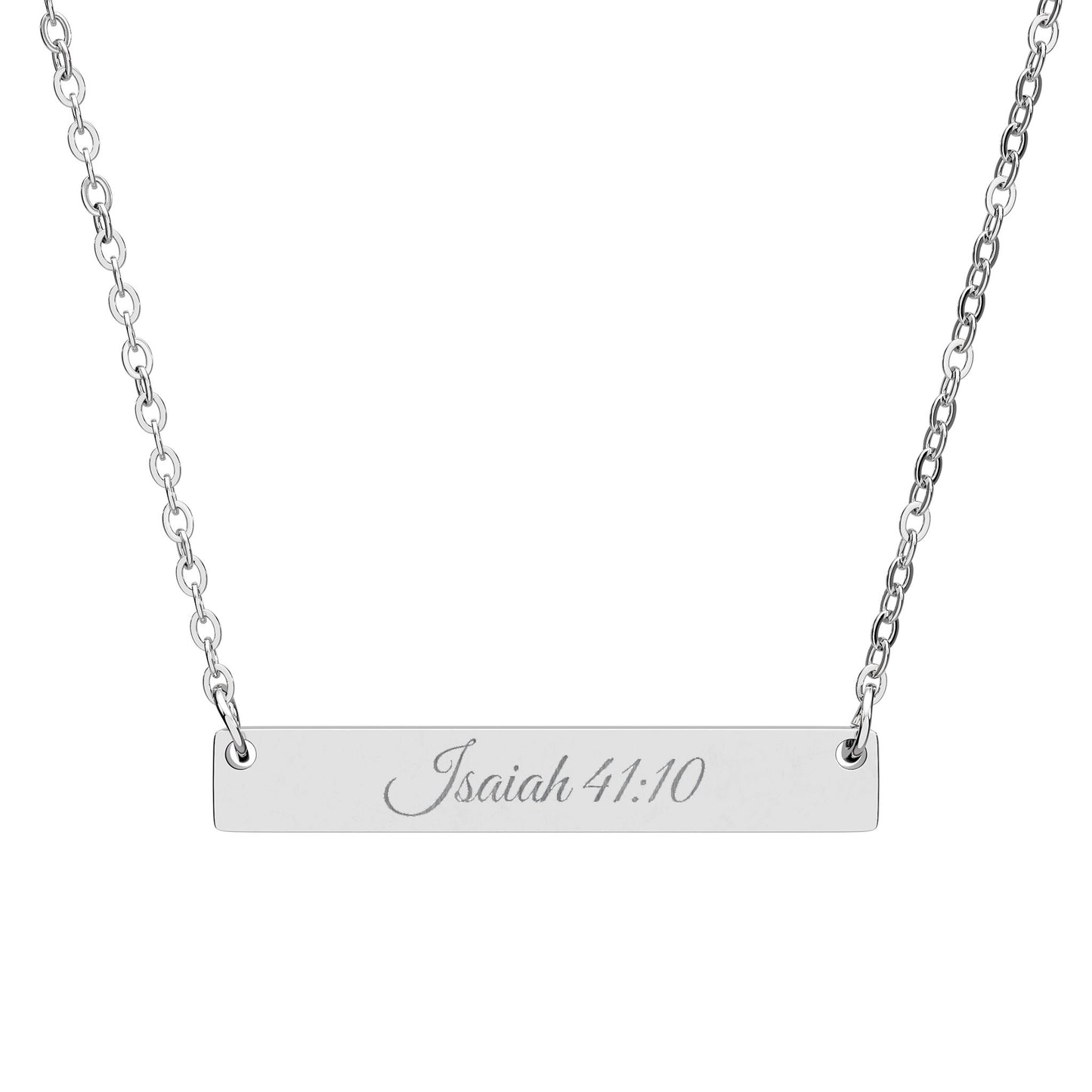 Engraved Horizontal Bar Necklace  Isaiah 41:10