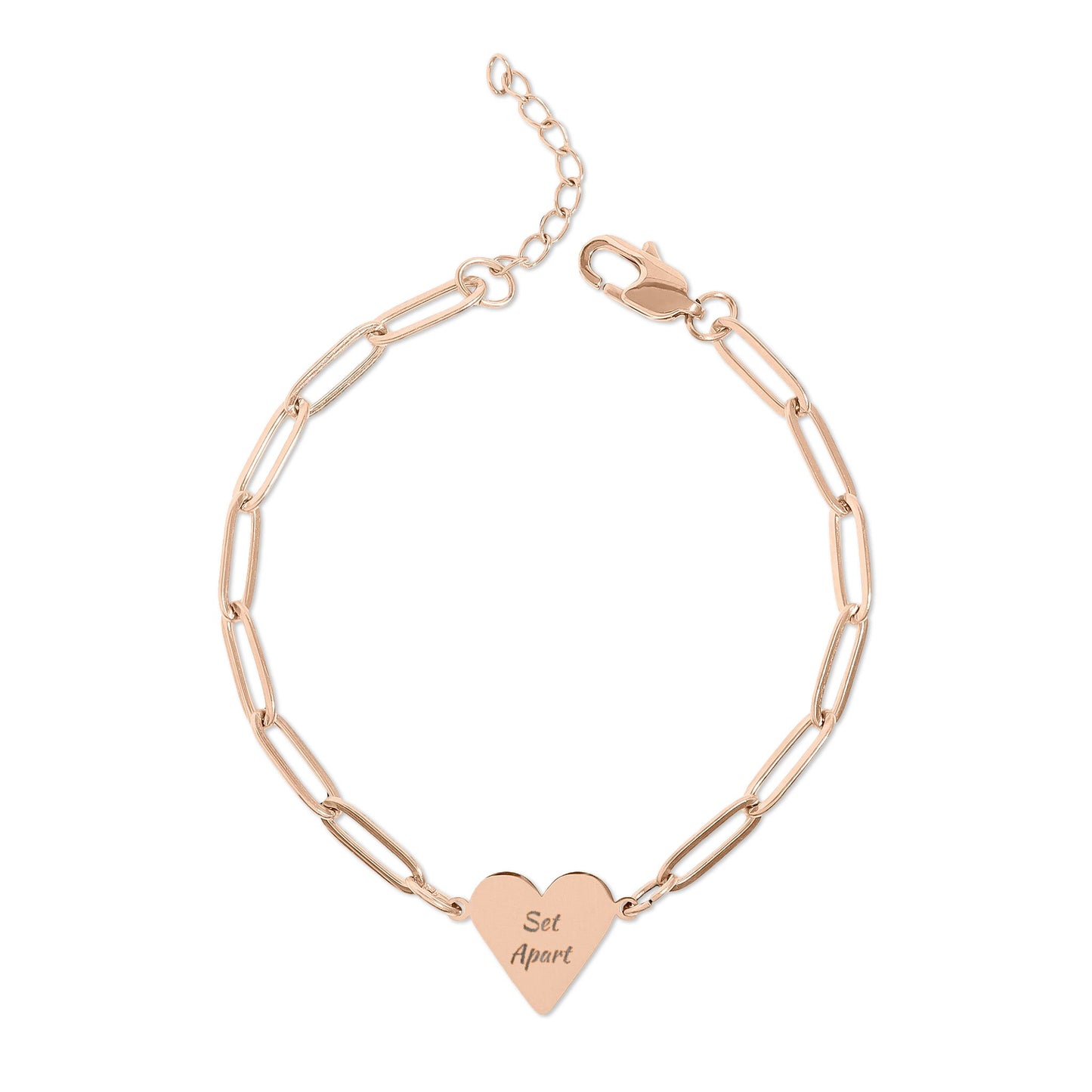 Engravable Paperclip Heart Bracelet – Personalized Rose Gold/Gold Chain Bracelet