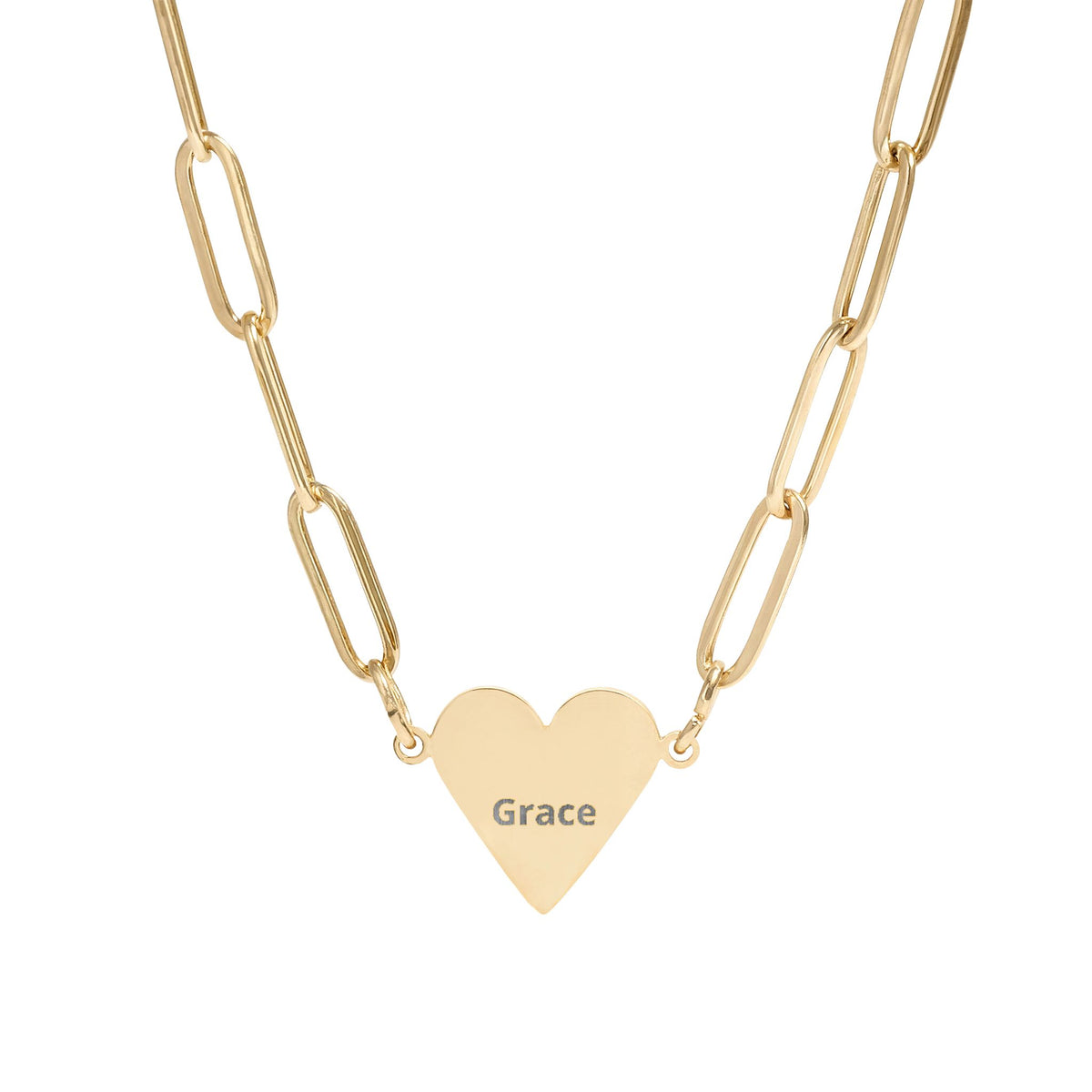 Personalized Engraved Heart Paperclip Chain Necklace
