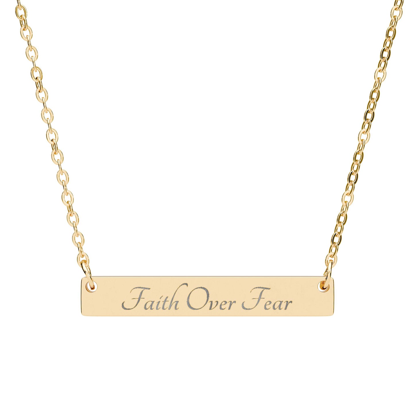 Engravable Horizontal Bar Necklace – Faith Over Fear
