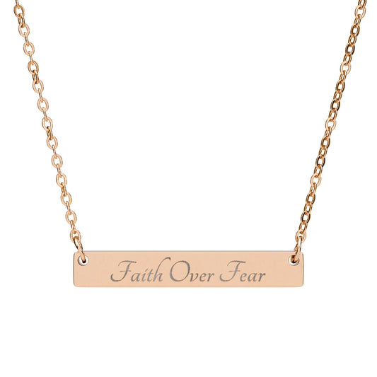 Engravable Horizontal Bar Necklace – Faith Over Fear