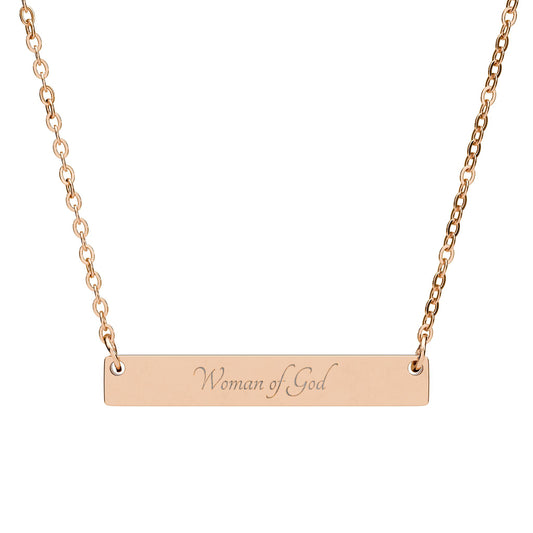 Engravable Horizontal Bar Necklace — Personalized Name & Message Pendant