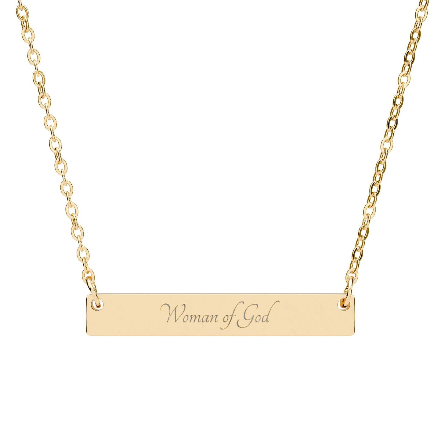 Engravable Horizontal Bar Necklace — Personalized Name & Message Pendant