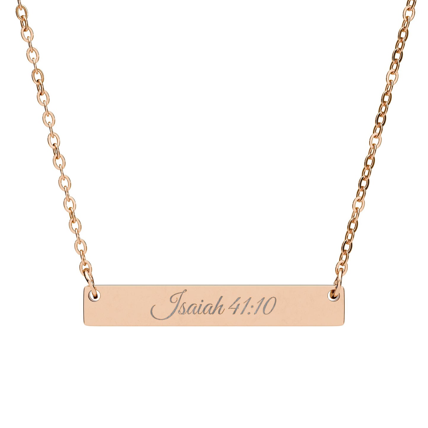 Engraved Horizontal Bar Necklace  Isaiah 41:10