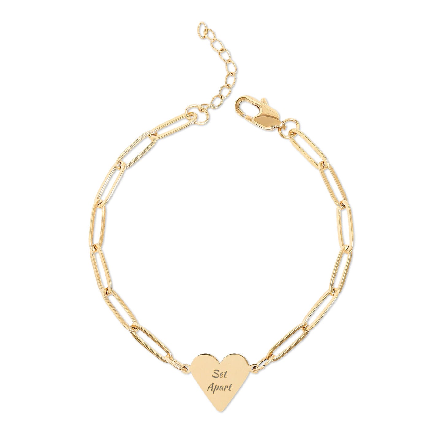 Engravable Paperclip Heart Bracelet – Personalized Rose Gold/Gold Chain Bracelet