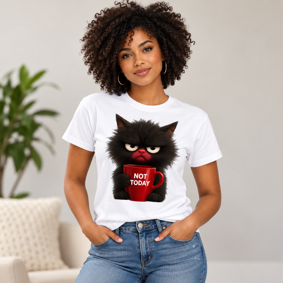 Not Today Cat Coffee Tee