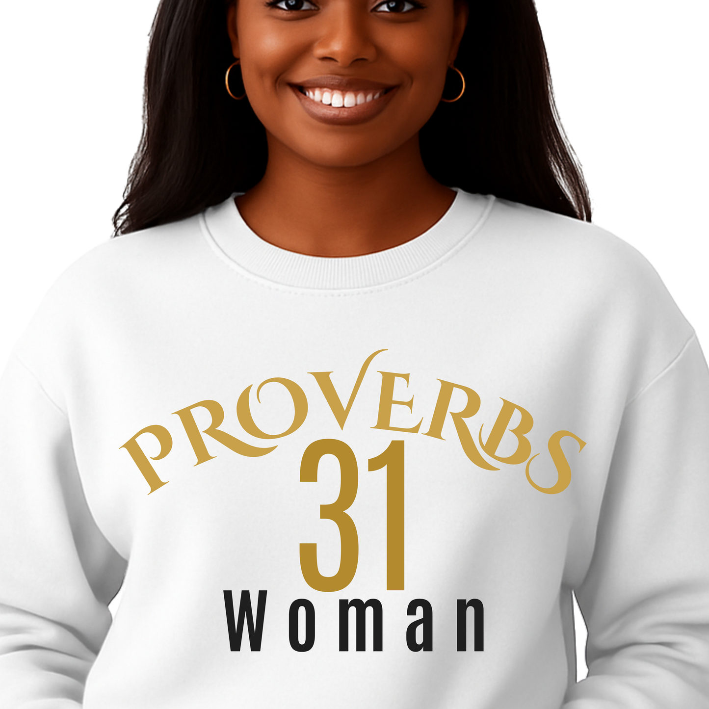 Proverbs 31 Woman letters G180 Gildan Crewneck Pullover Sweatshirt