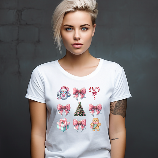 Santa and Bow Christmas T-Shirt
